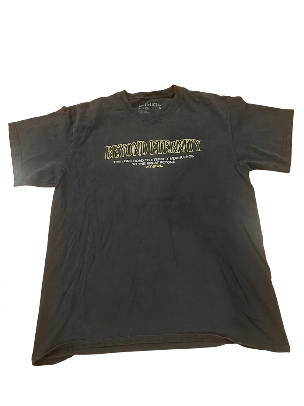 Vitriol Shirt Mens Large L Black Beyond Eternity Slogan Graphic Tee T-Shirt Sz L